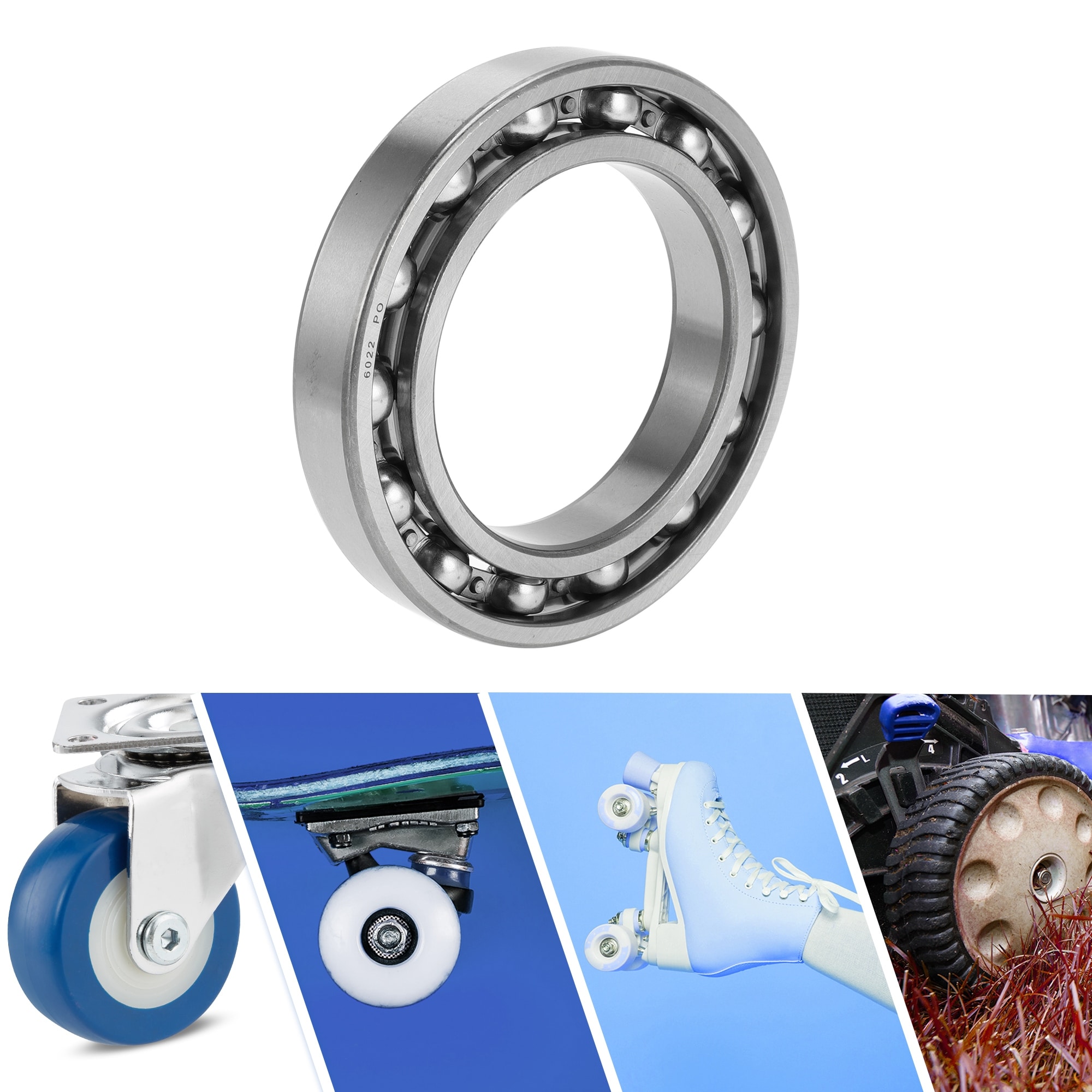 Deep Groove Ball Bearings P0 Lubricated Bearing Open Type Silver Tone for Scooter Skateboard Wheels - Silver Tone