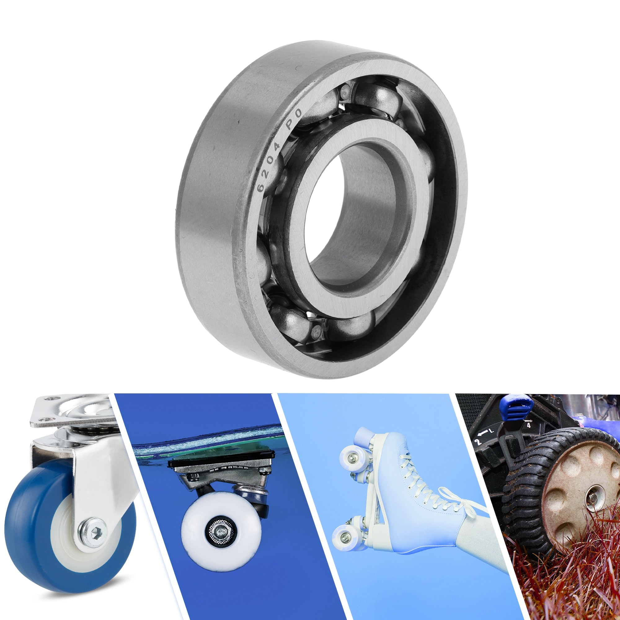 Deep Groove Ball Bearings P0 Lubricated Bearing Open Type Silver Tone for Scooter Skateboard Wheels - Silver Tone