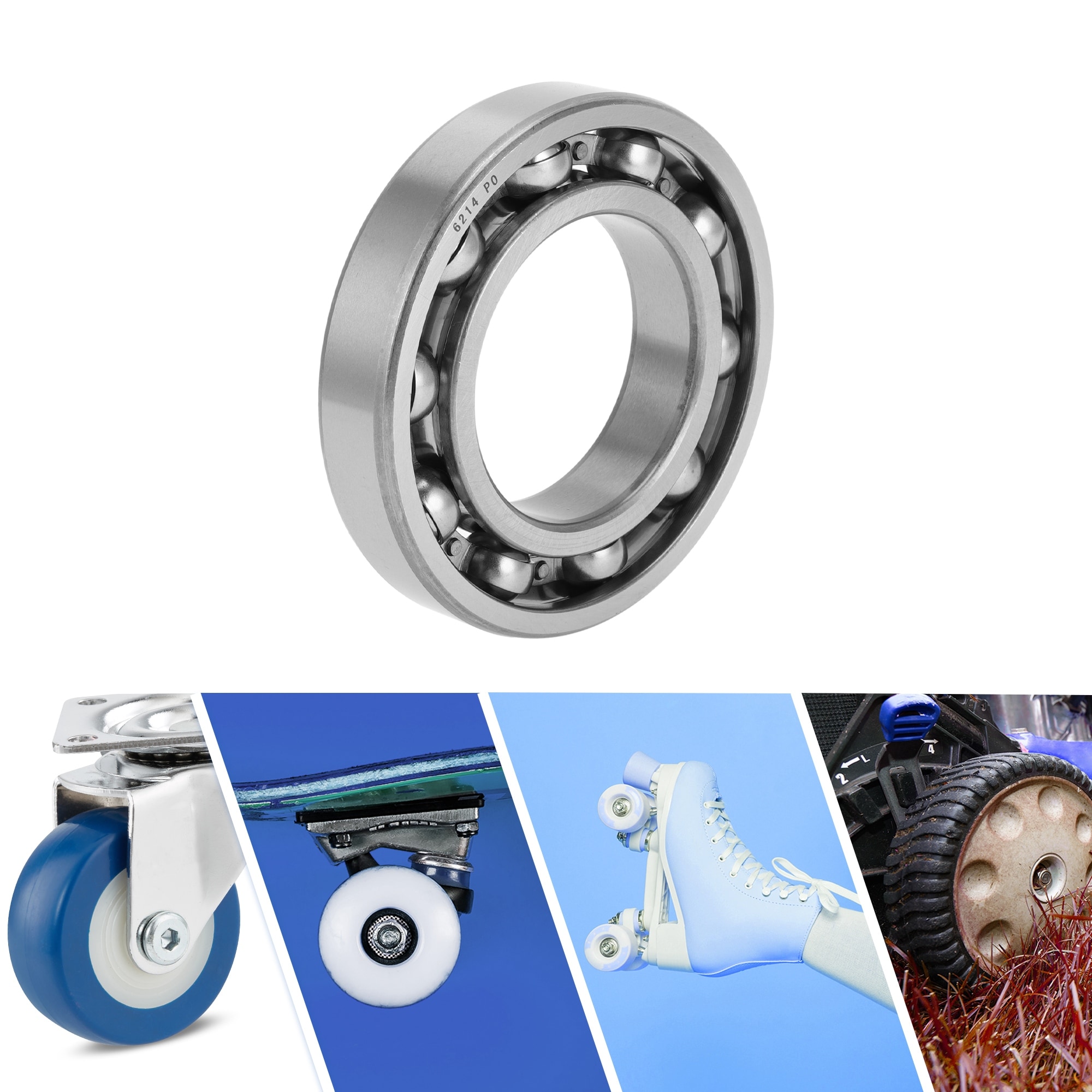 Deep Groove Ball Bearings P0 Lubricated Bearing Open Type Silver Tone for Scooter Skateboard Wheels - Silver Tone