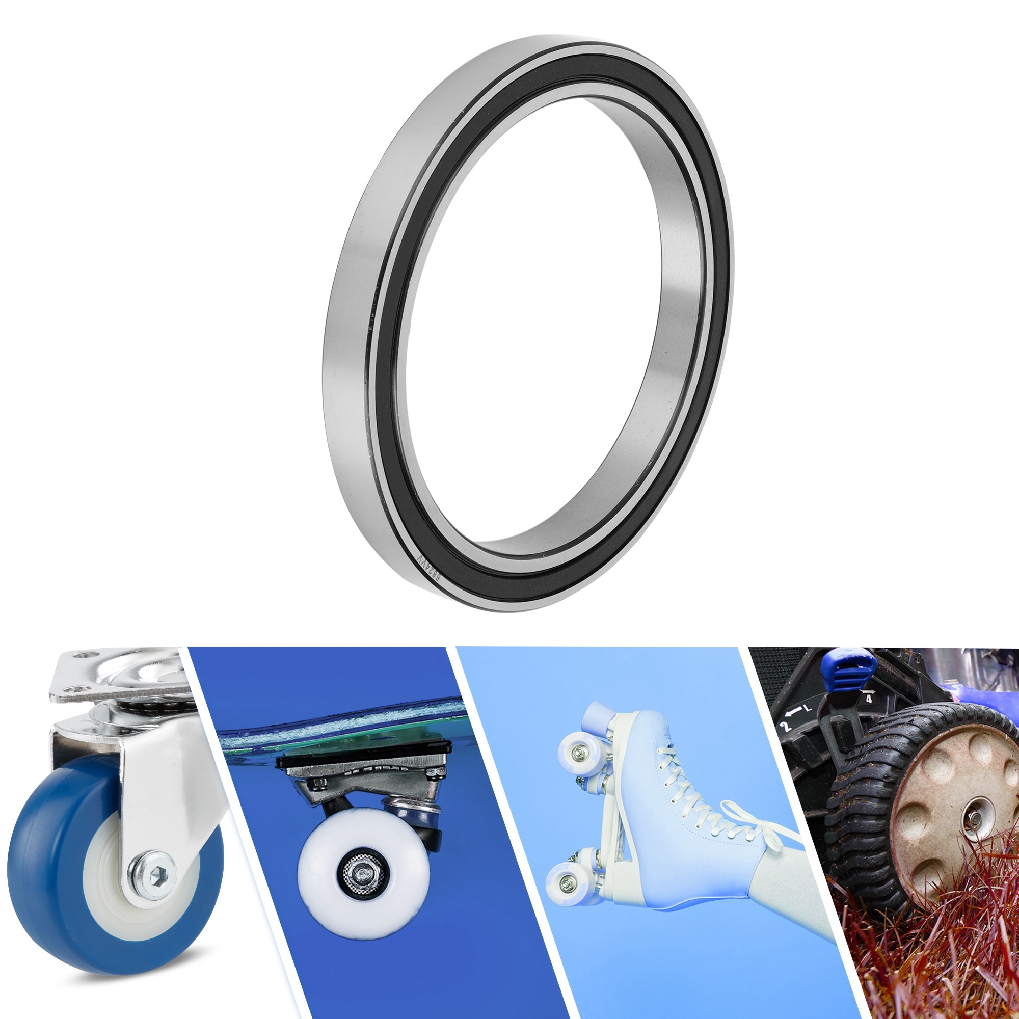 Deep Groove Ball Bearings Lubricated Bearings Double Rubber Seals Black Silver Tone - Black, Silver Tone