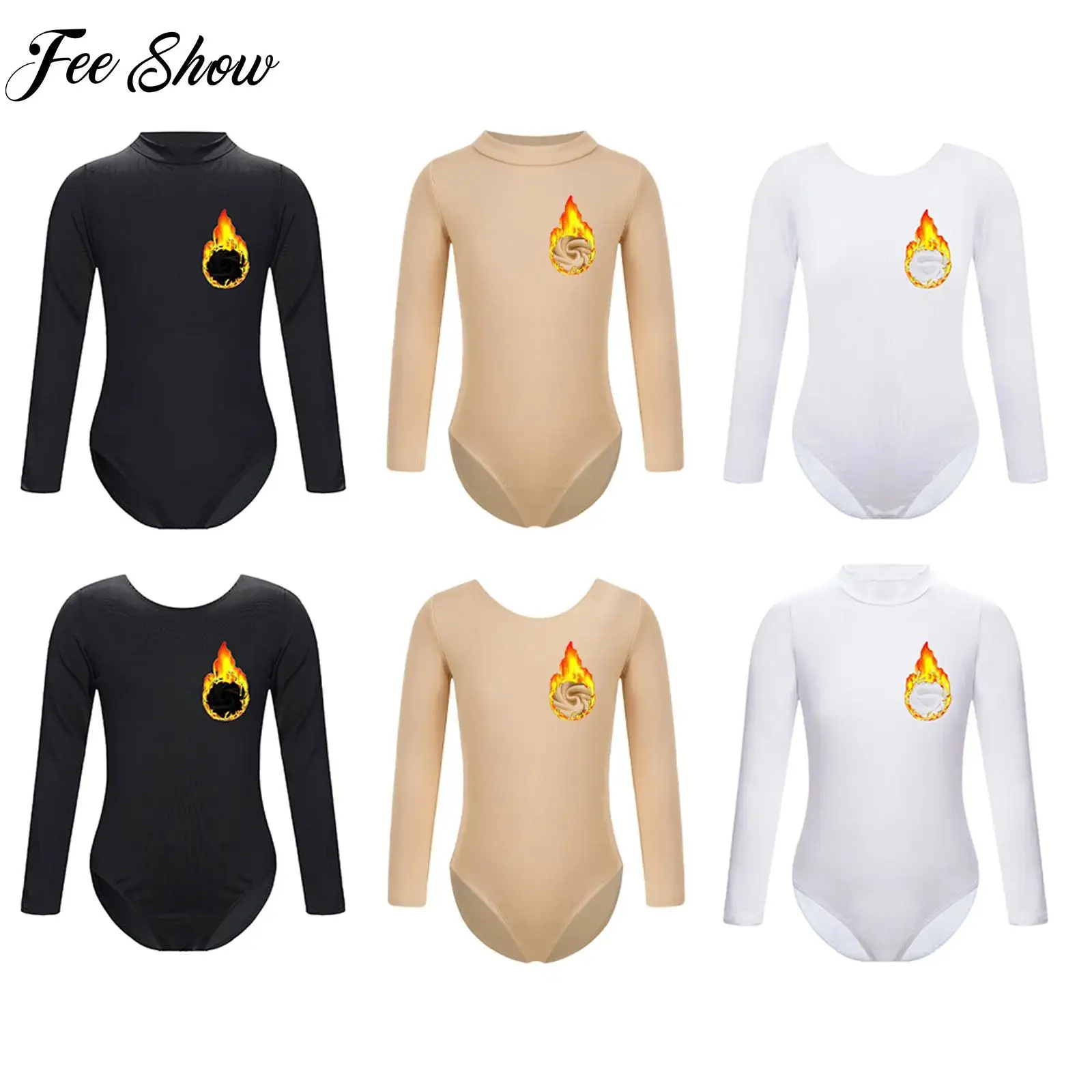 Justaucorps de gymnastique doublé polaire pour filles, vêtements de Yoga, manches longues, couleur unie, Costume d'échauffement pour entraînement de danse de Ballet