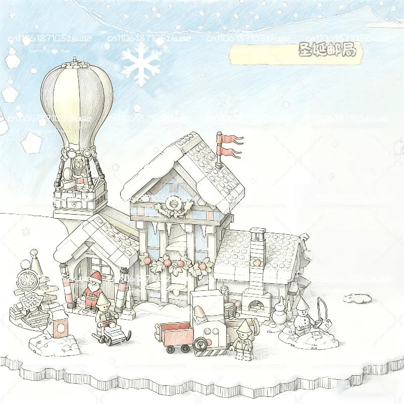 MOC 1440PCS Santa's Post Office StreetView Architektur Kreative DIYAssembly Geburtstag Weihnachtsgeschenk für Kinder im Alter Image