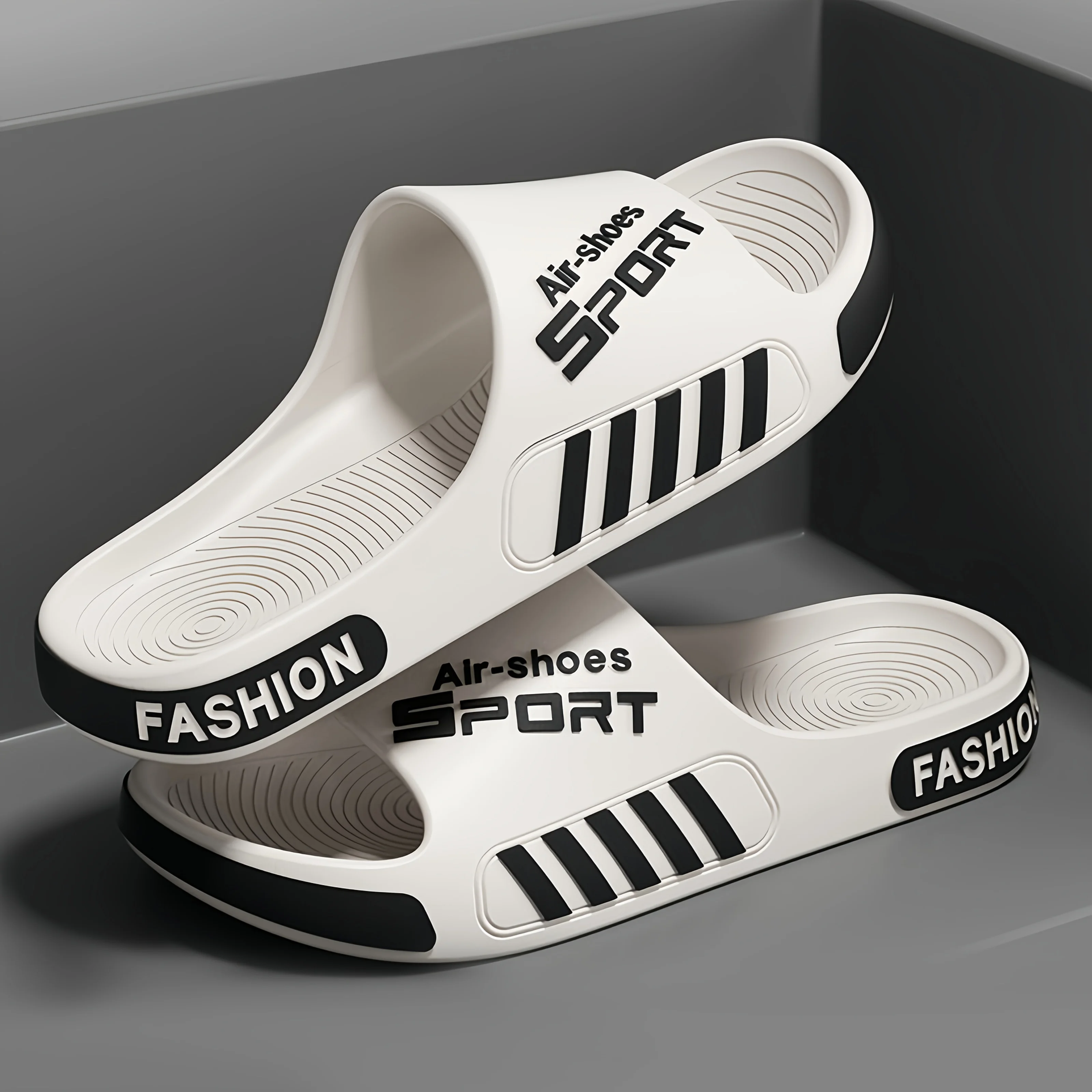 Herren-Hausschuhe im Sport-Stil, rutschfest, leicht, für Zuhause und Strand, für den Außenbereich, bequeme Schuhe Image