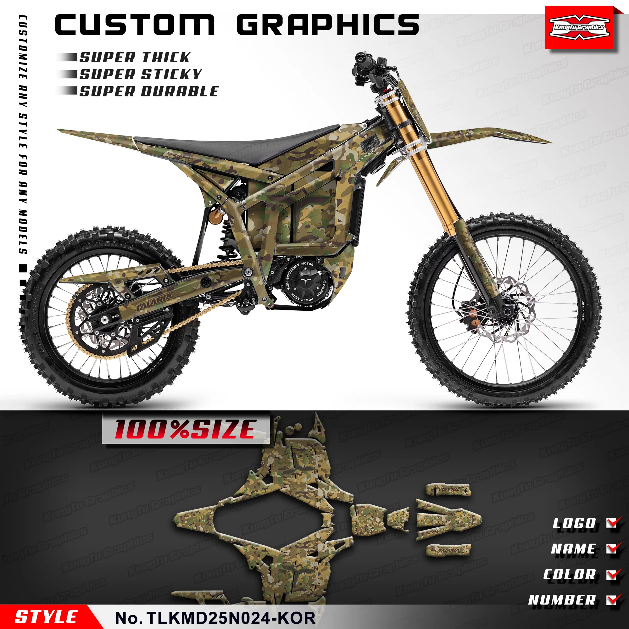 KUNGFU GRAPHICS Multicamo-Aufkleber, komplette Vinyl-Grafiken für TALARIA KOMODO, Camouflage, TLKMD25N024-KOR Image