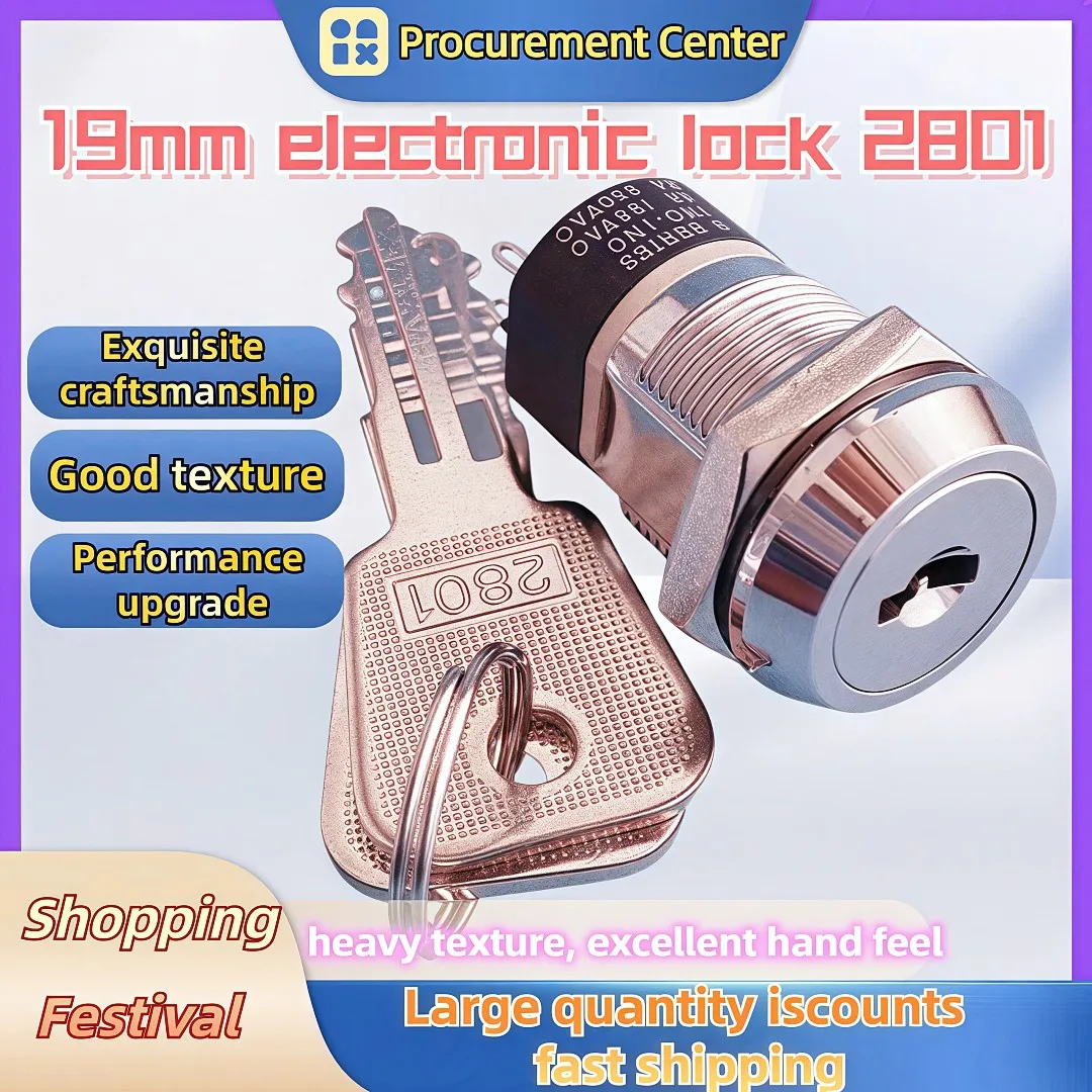 19 mm 2801 Power Aufzugsschloss Schlüsselschalter mit abnehmbarem Schlüssel elektronisches Basisstationsschloss Doppelzug nautisches Bootszubehör Image