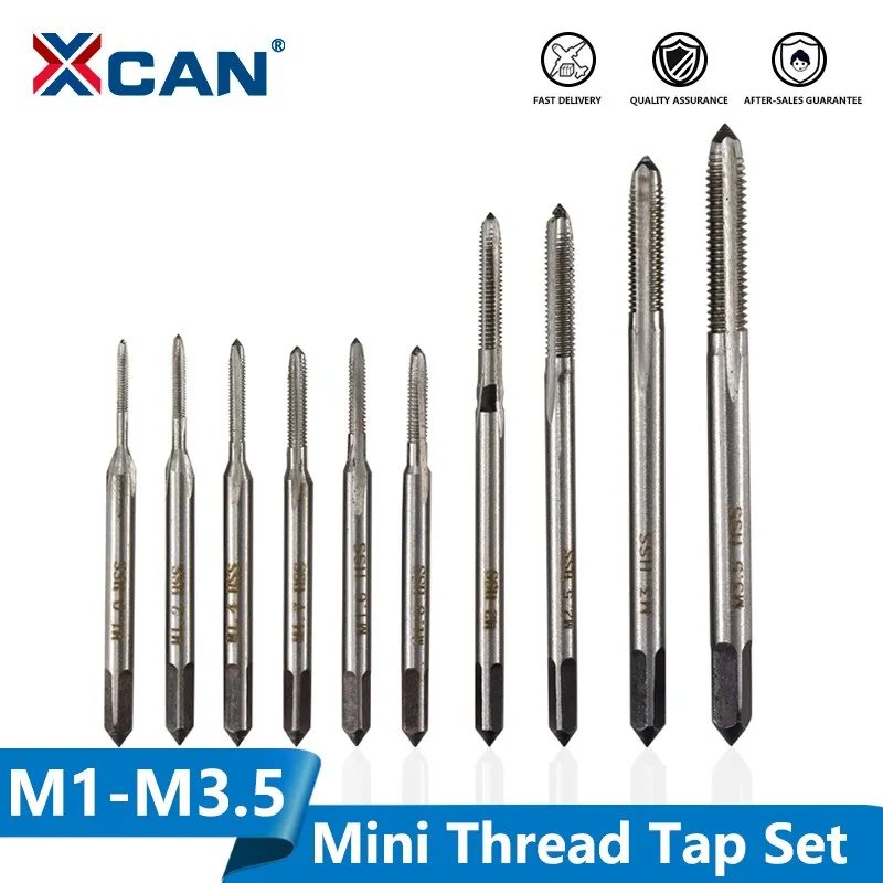XCAN Metrische Schraube Gewinde Tap 6/10 stücke M1 M 1,2 M 1,4 M 1,6 M 1,7 M 1,8 M2 M 2,5 M3 M 3,5 Gerade Flöte Maschine Stecker Tippen Bohrer Set Image
