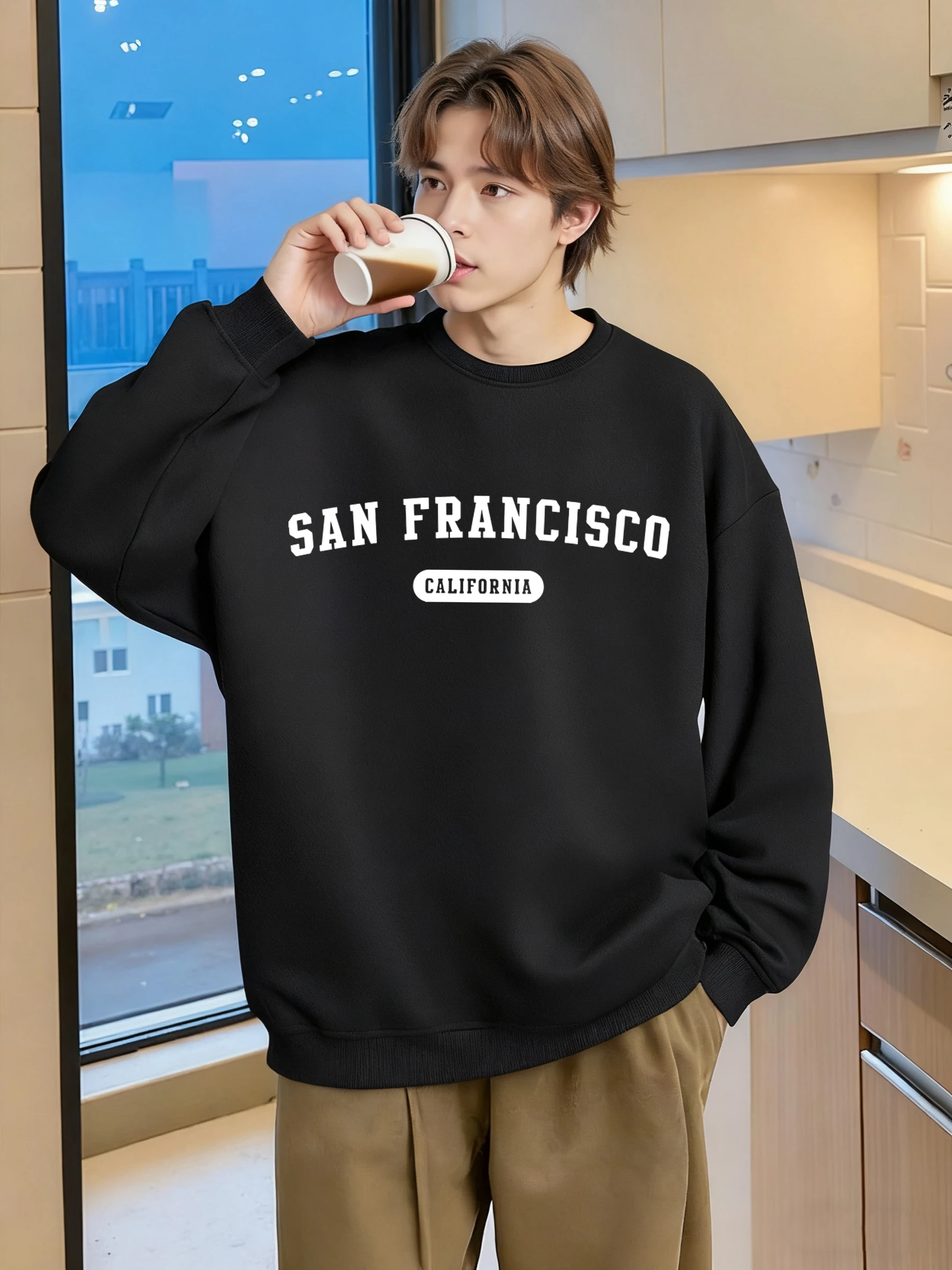 California San Francisco Muster Herren Sweatshirt Hip Hop Oversize Langarm O-Ausschnitt Modekleidung Unisex Warmer Pullover