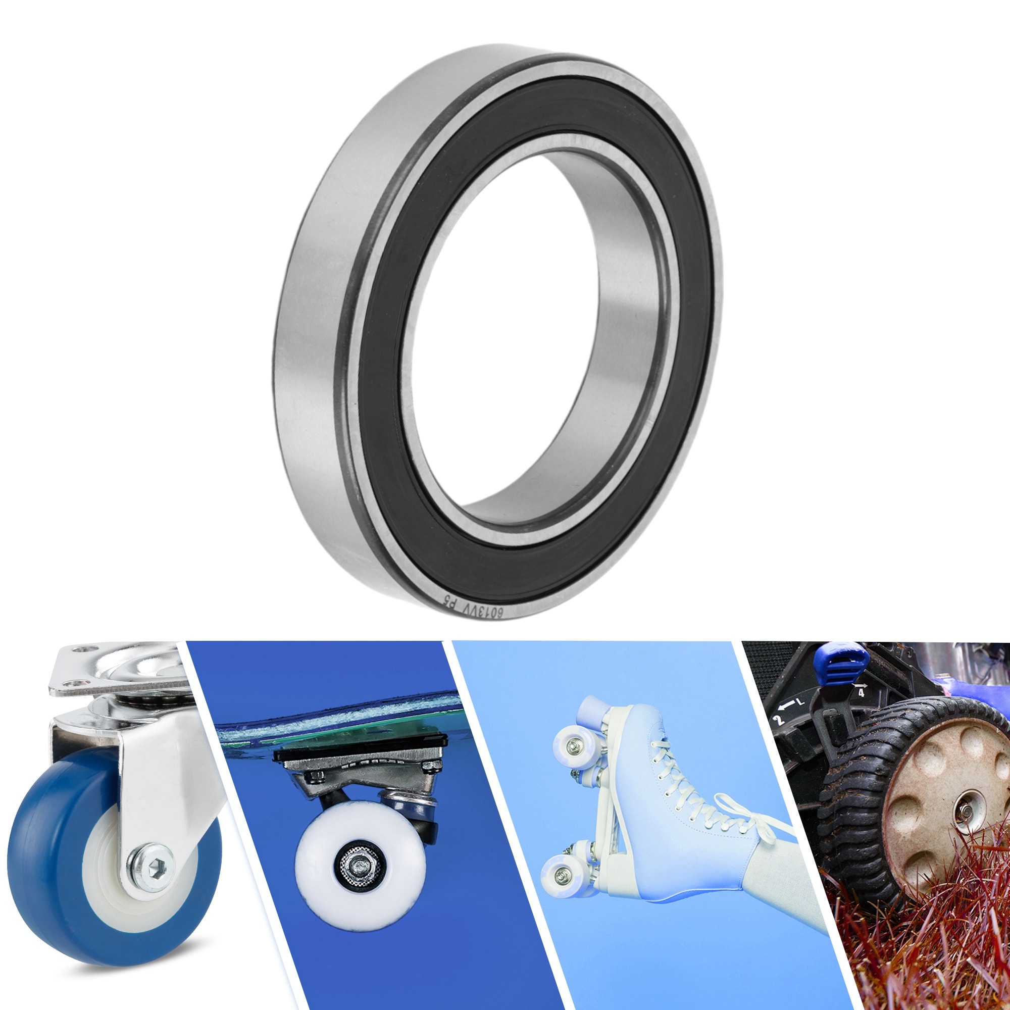 Deep Groove Ball Bearing P5 Lubricated Bearings Double Rubber Seal Black Silver Tone for Scooter Skateboard Wheel