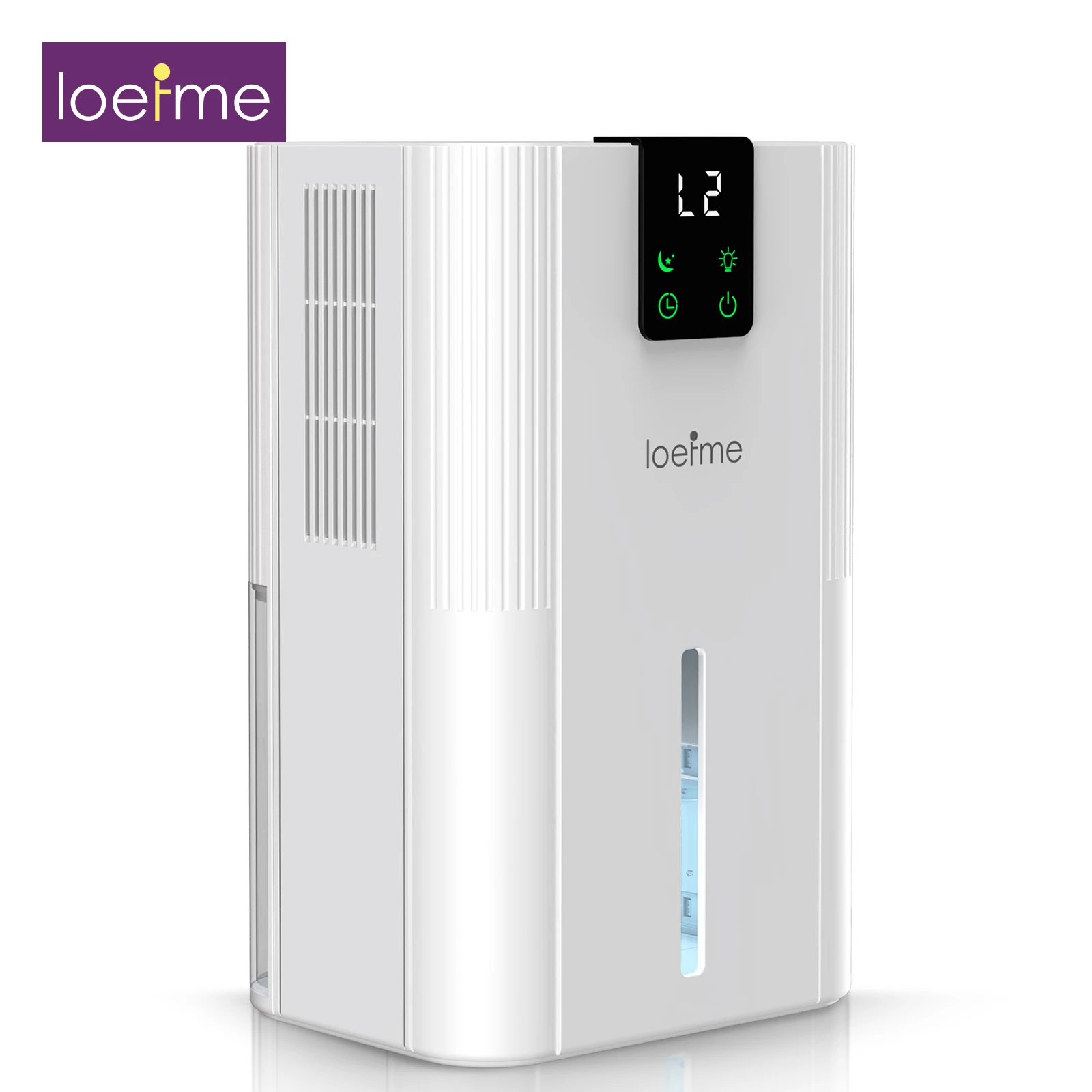 LOEFME 2,8 l elektrischer Luftentfeuchter, 750 ml/Tag, Entfeuchtungskapazität, Luftentfeuchter mit Feuchtigkeitssensor, energiesparend, mit Display Image