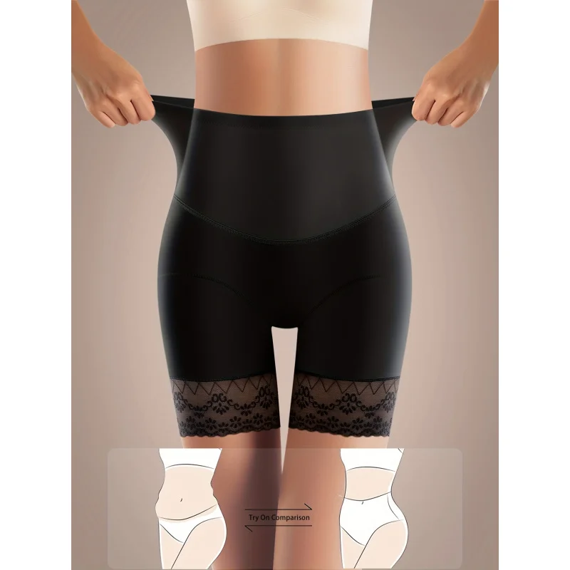 Elegante Damen-Shapewear-Höschen mit hoher Taille – Unterwäsche zur Bauchkontrolle mit Spitzenbesatz Image