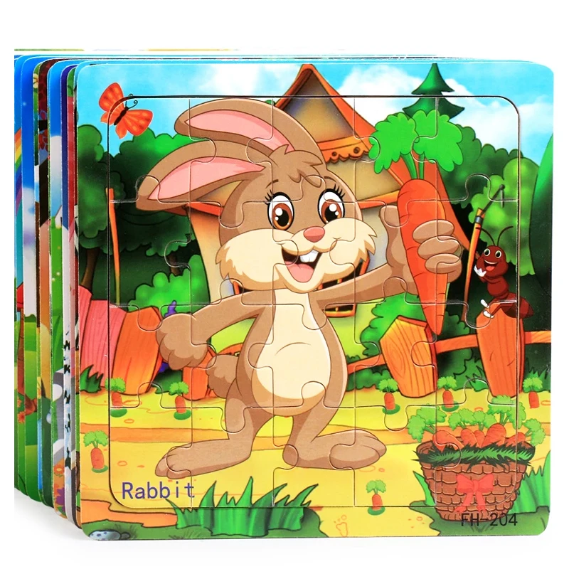 Nuovo 20 pezzi Montessori 3d Puzzle Cartoon Animale Veicolo Jigsaw Puzzle in legno Gioco di apprendimento precoce Giocattoli educativi per i bambini