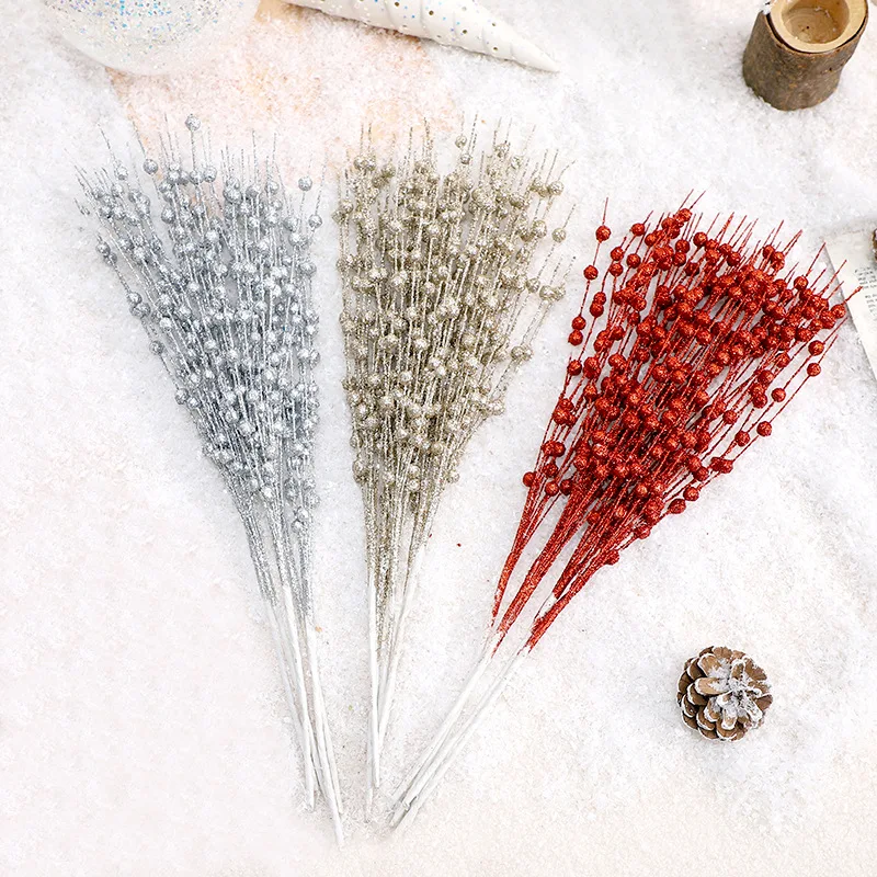 5 Stück glitzernde künstliche Bery-Zweige, Weihnachtsdekoration, Weihnachtsbaumschmuck für Heimdekoration, Neujahrsdekoration, Kranz-Zubehör Image