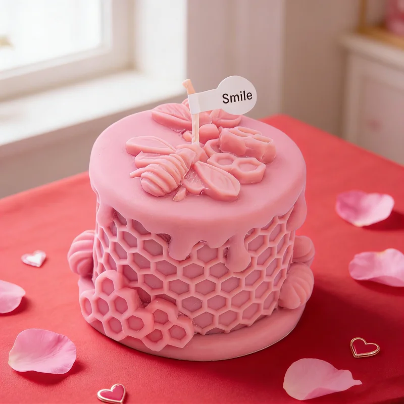 Valentinstag-Geschenke: Simulierte Honigwaben-Kuchenform, Fake-Bienenstock-Kuchenform, Kerzenform mit Bienen-Design, Seifen- und Gipsform Image