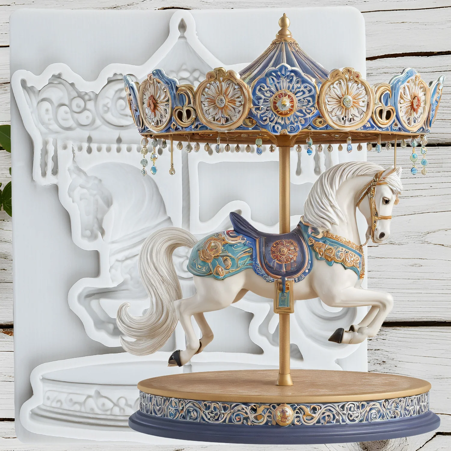 Karussell-Silikonformen, Karussell, Fondant, Kuchendekorationswerkzeuge, Cupcake-Topper, Schokolade, Basteln, Zahnfleischpaste, Polymer-Ton Image