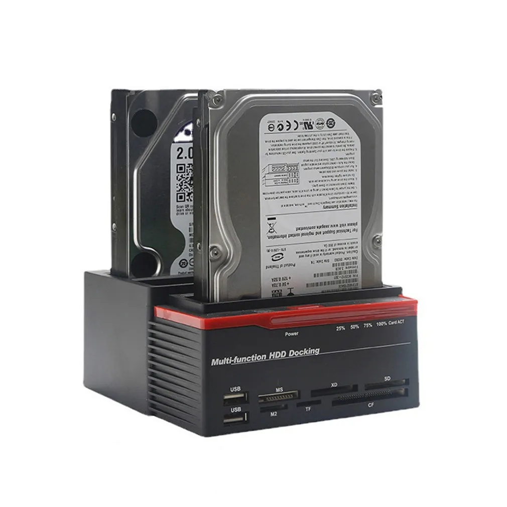 2,5/3,5 Zoll SATA Mobile Festplattenbox IDE HDD Dockingstation HDD-Gehäuse USB 2 Ports USB 2.0 Hub MS/M2/XD/CF/SD/TF Kartenleser Image