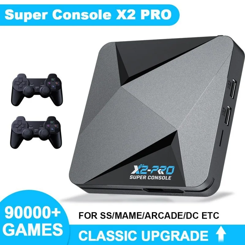 X2 Pro Super Console boîte de jeu rétro Console de jeu vidéo TV Box 90000 + jeux vidéo pour PS1/DC/MAME/SS avec manette de jeu pour jeu cadeau