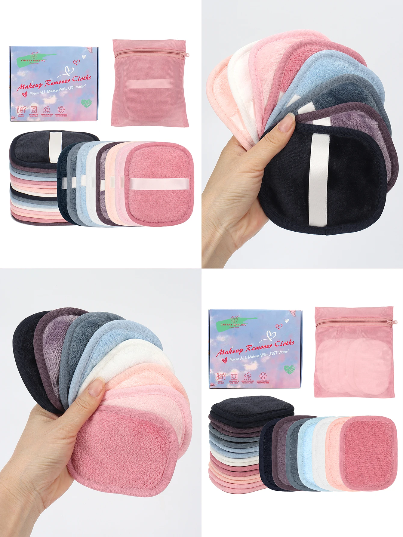 6–7 Stück Reinigungstuch + Reinigungsnetzbeutel, Papierbox, wiederverwendbares Make-up-Entferner-Werkzeug, geeignet für alle Hauttypen Image