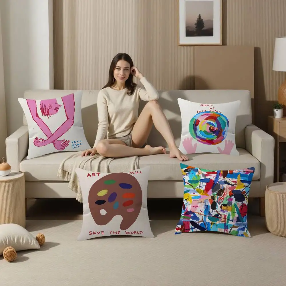 Abstrakter David Shrigley Dackel schwarzer Katze Zirkus Kissenbezug dekoratives Kissen Sofa Home Decor Hülle Kissenbezüge Image