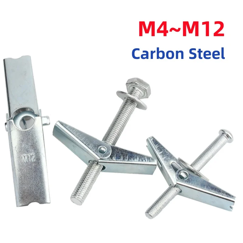 M4 M5 M6 M8 M10 M12 Hochleistungs-Hohlwandankern aus verzinktem Kohlenstoffstahl für Trockenbau-Decken-Kippschrauben, Flügelmutter-Set Image