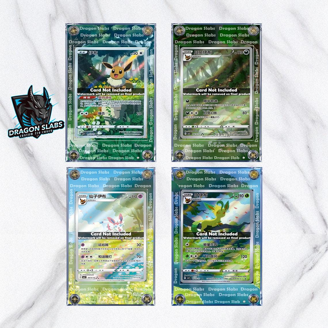 x4 Pokemon Umbreon Leafeon Sylveon Eevee CBB2C 06 15 Gem Pack Vol. 2 Custodie con illustrazioni estese