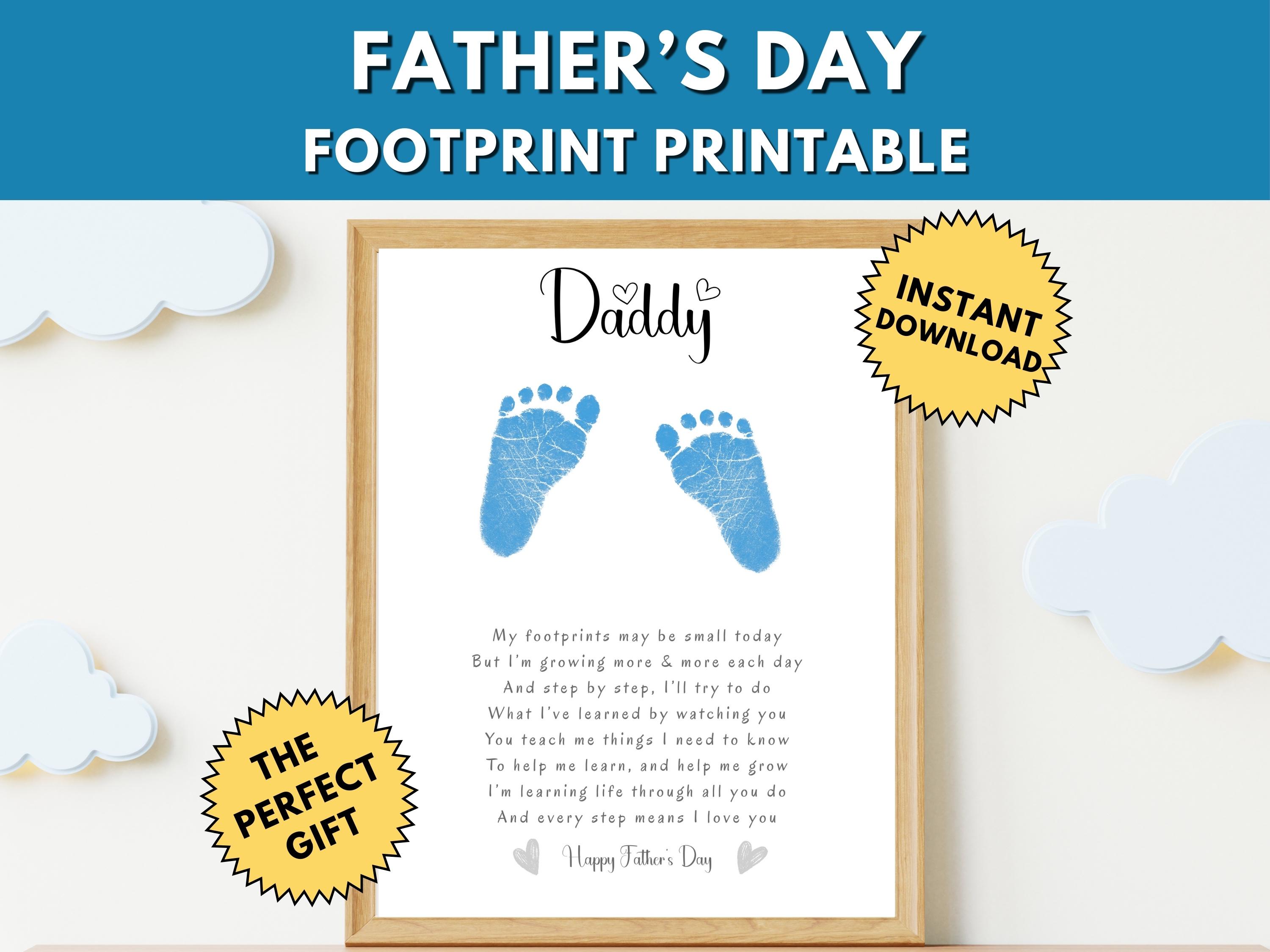 Poesia stampabile con l'impronta del piede per la festa del papà, progetto artistico per la festa del papà per la scuola materna o per la casa, idee r