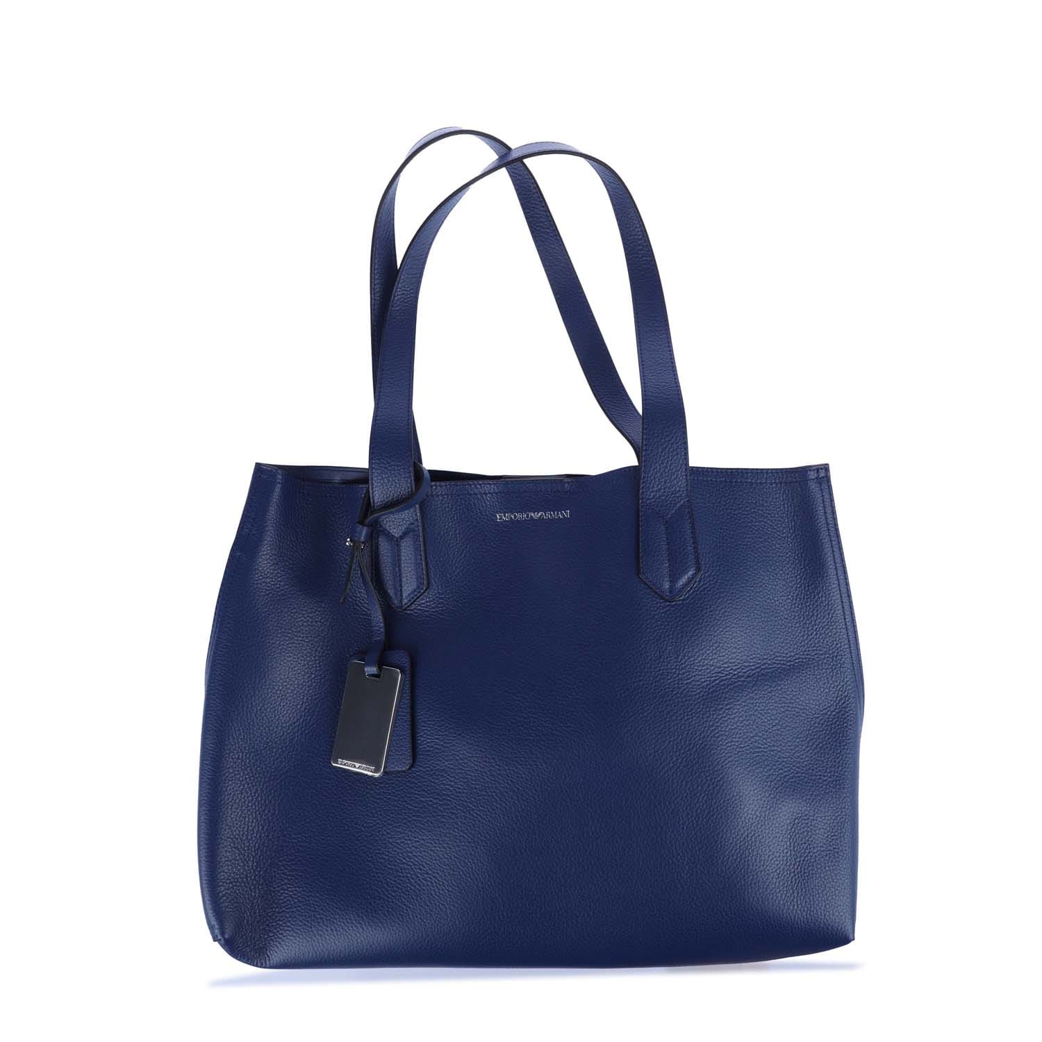 Emporio Armani Womens Accessories Leather Shopper Bag in Blue - One Size | Emporio Armani Sale | Discount Designer Brands