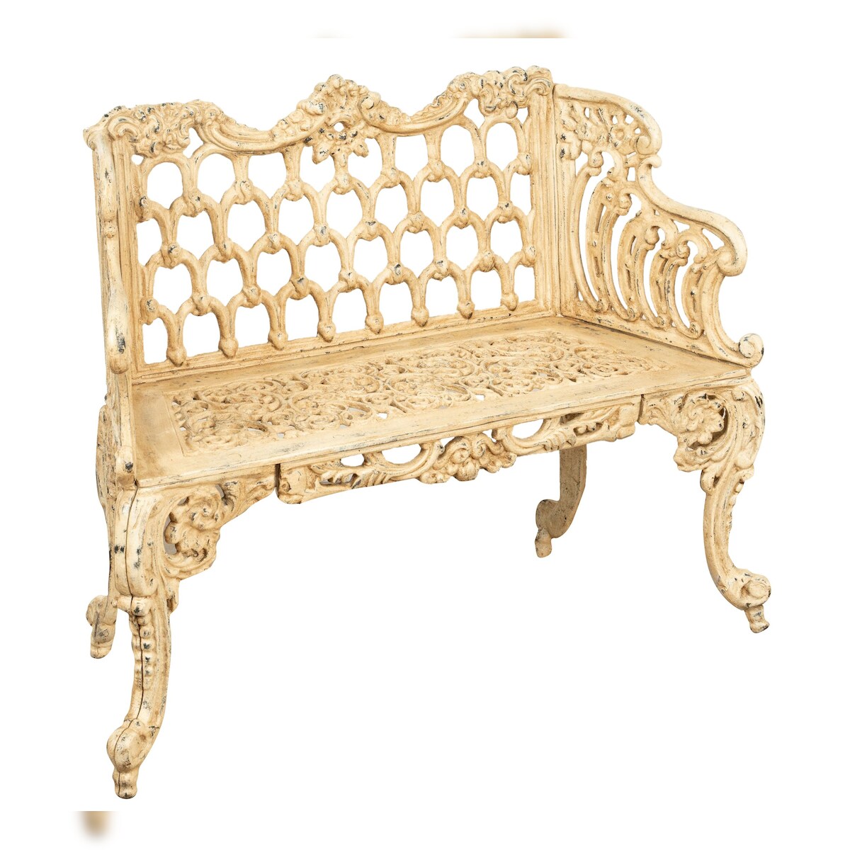 BISCOTTINI INTERNATIONAL ART TRADING Biscottini Gartenbank Balkon - Außenbank 112x48x89 cm - Garten-Sofa für den Außenbereich - Bank aus Gusseisen - Garten-Sofa Liberty Image