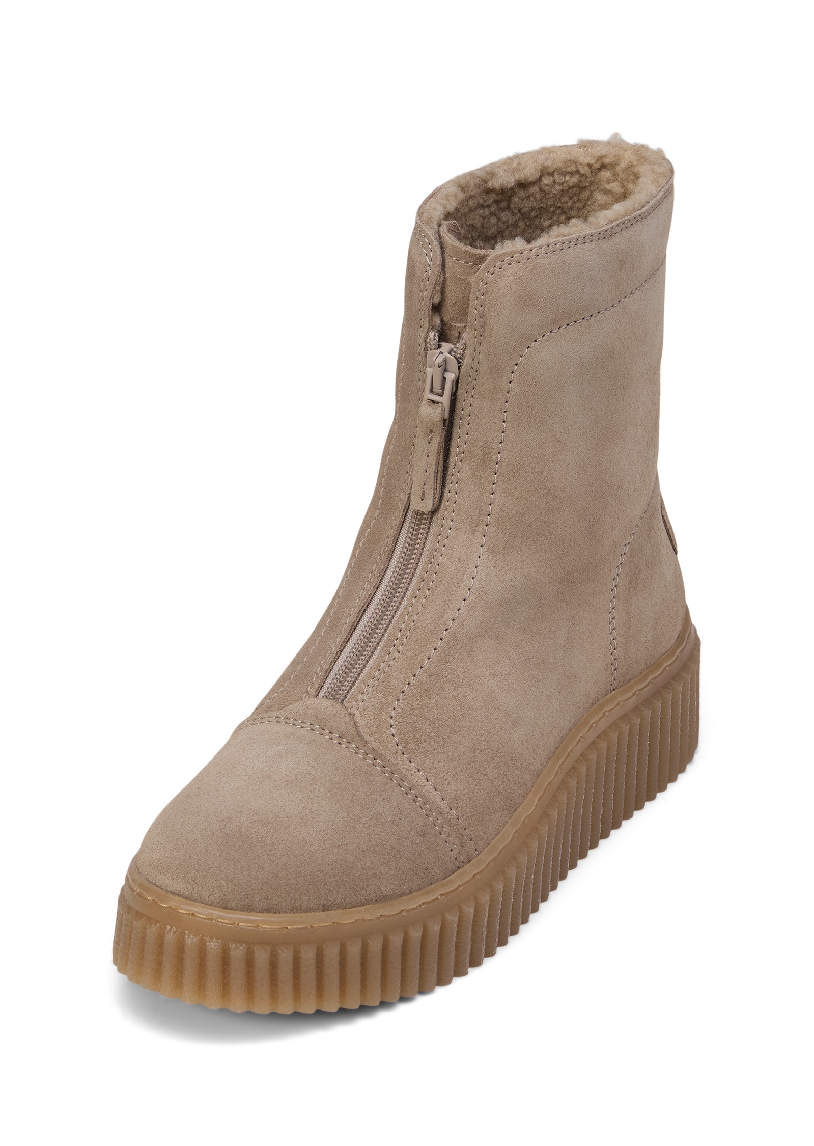 Winterboots MARC O'POLO "mit Reißverschluss vorne", Damen, Gr. 39, taupe, Obermaterial: 100% Leder (Rind), unifarben, Schuhe Winterboots, Topseller
