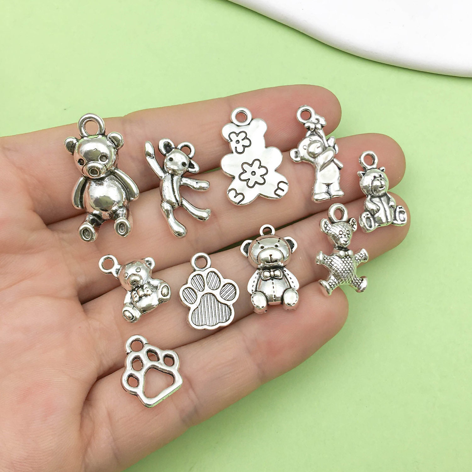 10/20 / 30 Stück Bär Charms Teddybär Charme, Großhandel Charme, Charme des Kindes, Kawaii Charme Armband Charms, Perlen, baumelt antikem Silber Bär