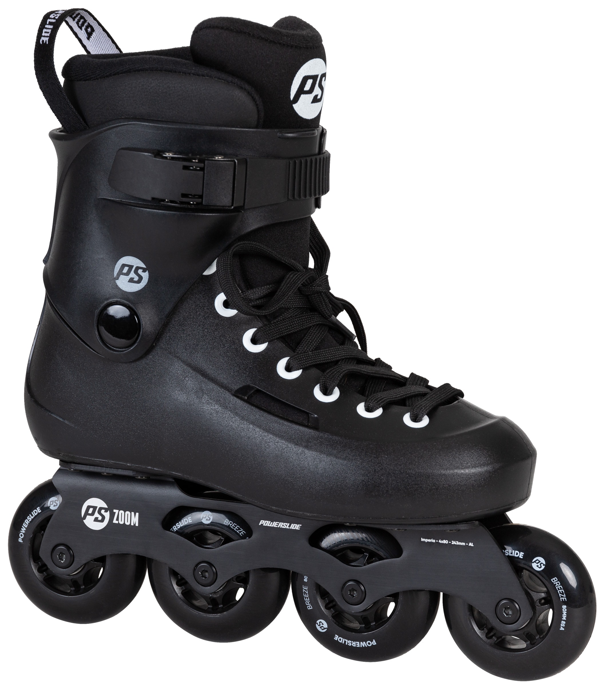 Inlineskates POWERSLIDE "Zoom Black 80" Gr. 37, weiß, Inlineskates_Rollschuhe, Damen, 37/38 (bis 100 kg), Kunststoff