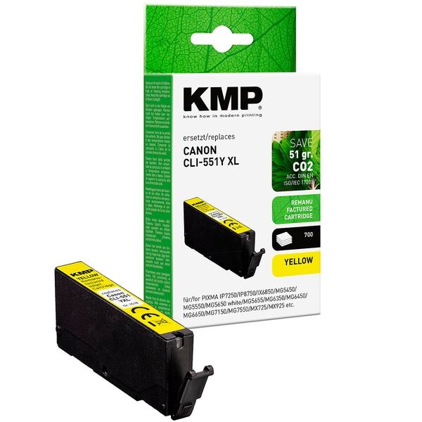 KMP Tintenpatrone ersetzt Canon »CLI-551 XL Y« gelb gelb Image