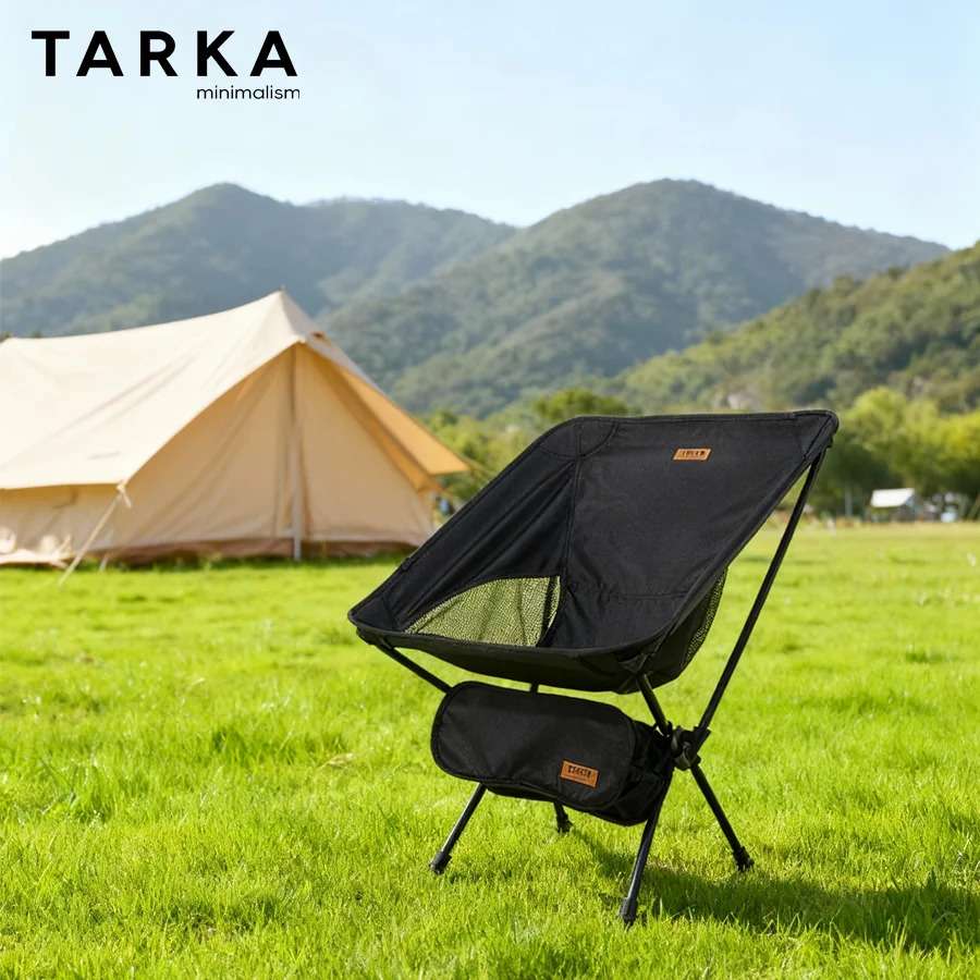 TARKA Camping-Klappstuhl, Mondstuhl, leichter faltbarer Sitz für den Außenbereich, Reise-Angelstuhl, Gartenparty, Picknick-Camp-Zubehör