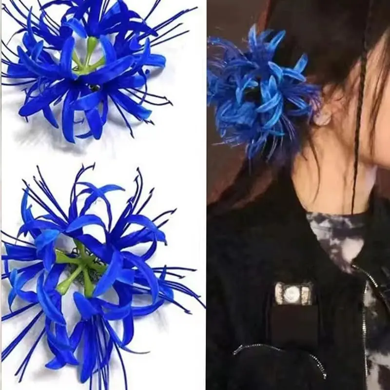 Blue artificial flower spider silk craft flower, loose fake flower, cake decoration artificial flower wedding party birthday hom