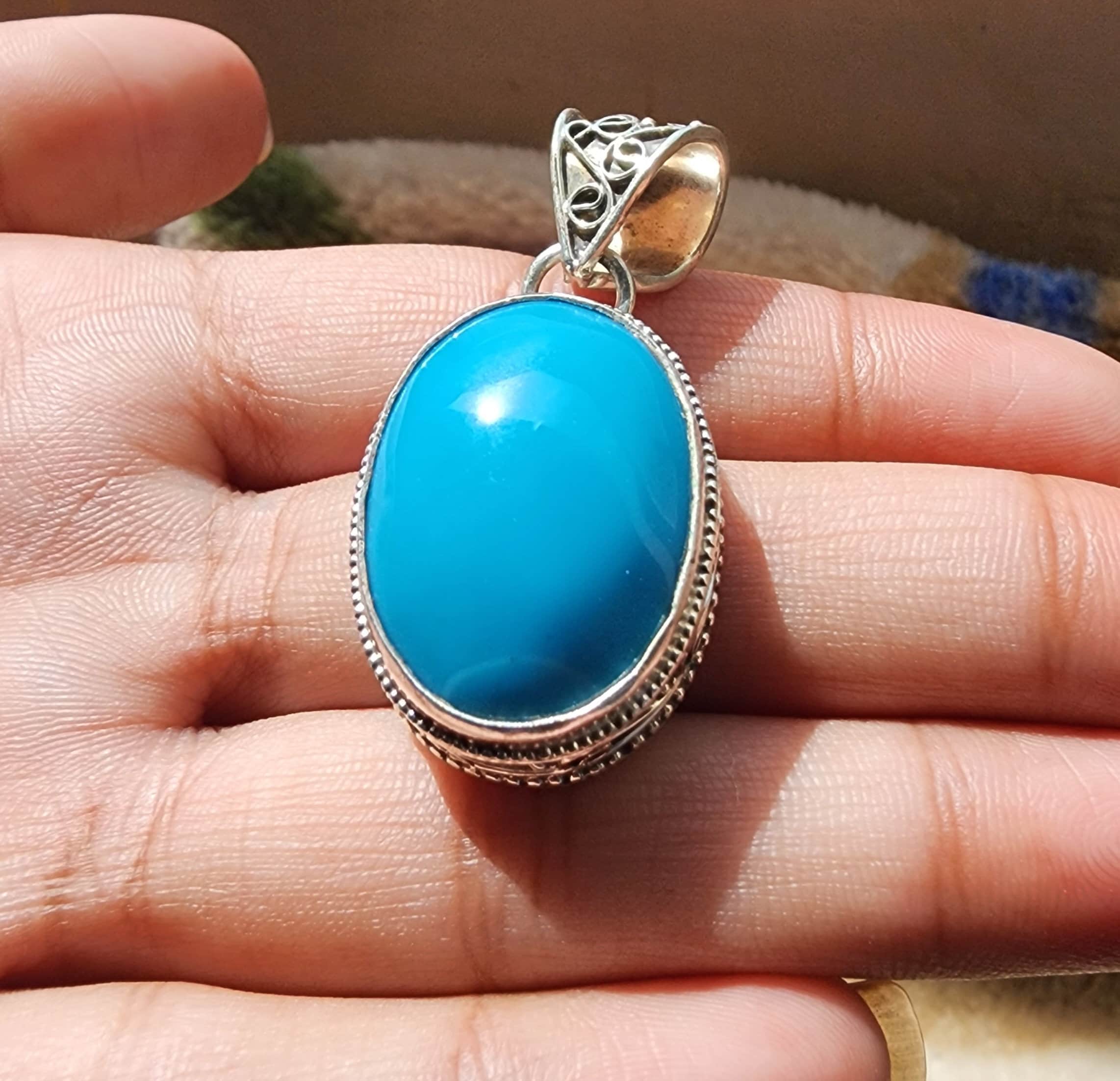 Ciondolo in argento sterling 925 con gemma - Ciondolo in argento - Ciondolo in argento sterling fatto a mano - Ciondolo in argento 925 - Ciondolo turc