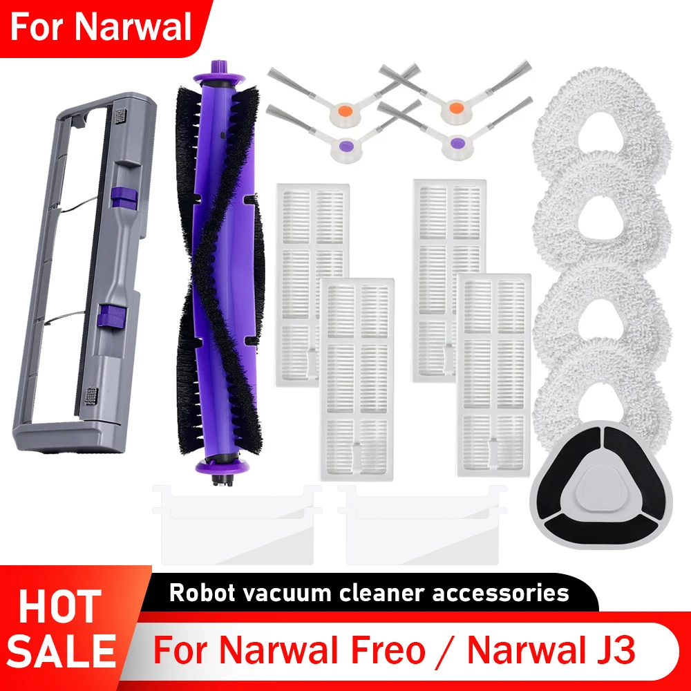 Ersatzteile für Narwal Freo / Narwal J3 Roboter-Staubsauger, HEPA-Filter, Hauptseitenbürste, Mopptücher, Lappenbürstenabdeckung Image