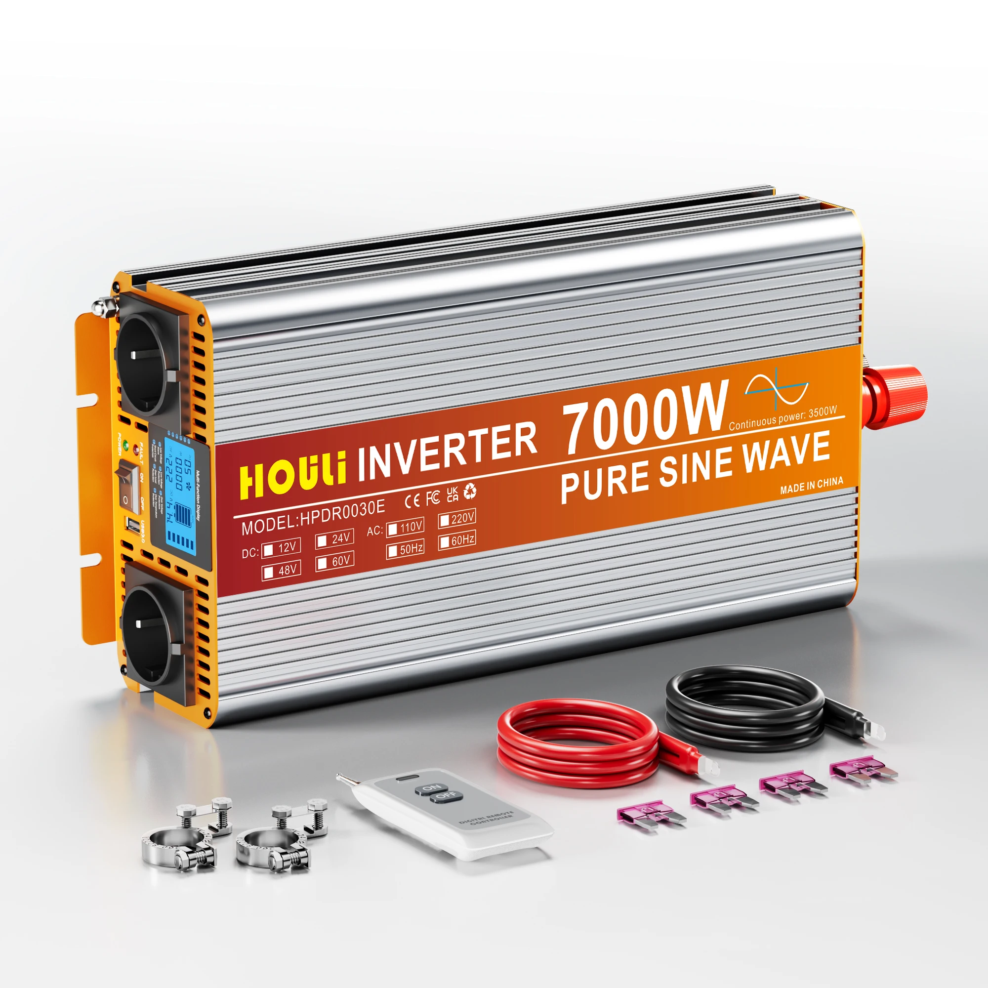 Inversor 12V 220V 5000W Onda Senoidal Pura con LCD y USB, Ideal para Nevera, TV y Herramientas Image