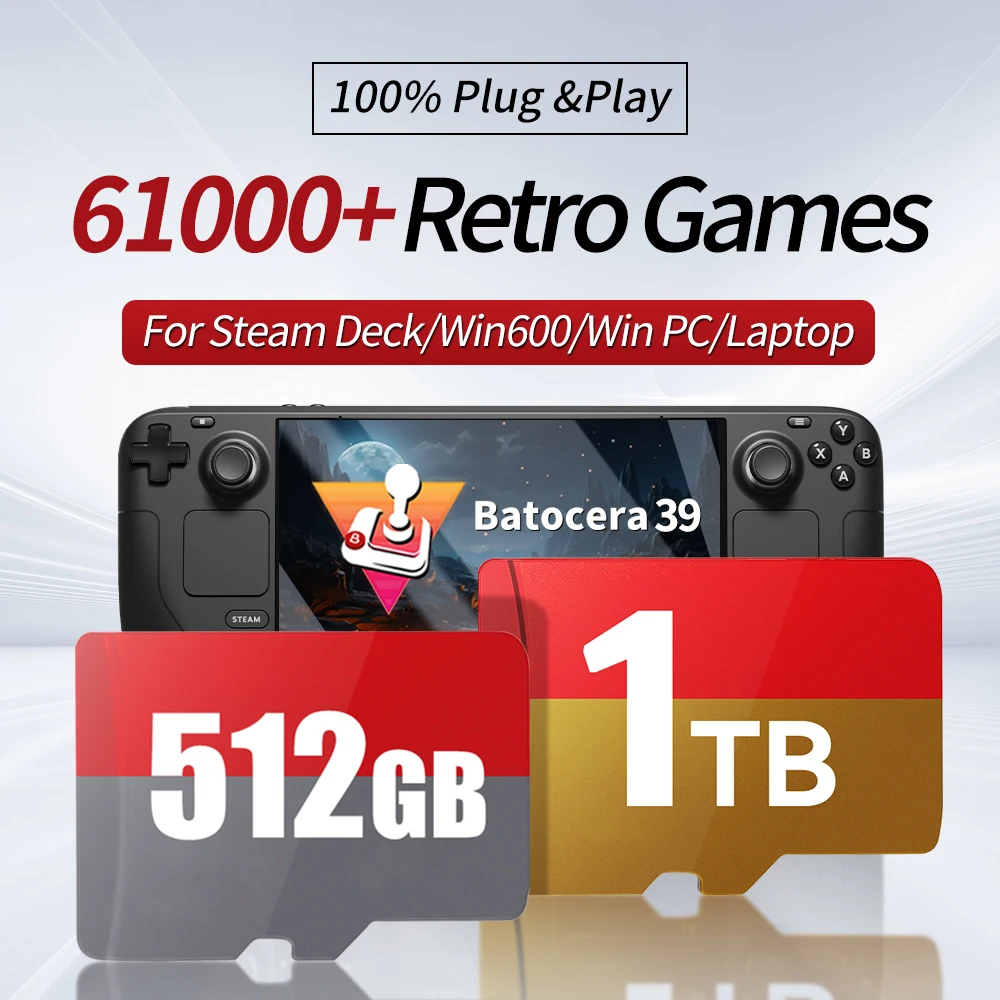 1 TB Gaming-Karte mit 61000 Retro-Spiel für SteamDeck/Win Handheld-Konsole Batocera 39 TF-Karte für PSP/N64/PS3/PS2/PS1/MAME/Neogeo