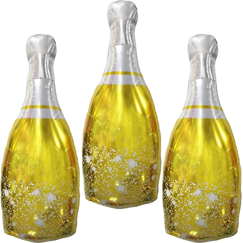 3er-Pack Münchner Oktoberfest-Ballonset, glitzernde Champagnerflaschenballons aus Aluminiumfolie; Geeignet für Münchner Oktoberfest-Partys, Geburtstagsfeiern, Abschlussfeiern, Abschlussfeiern, Image