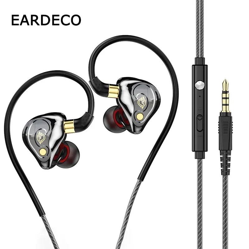 EARDECO Hifi Kabelgebundene Kopfhörer 3,5 mm kabelgebundener Kopfhörer In-Ear-Kopfhörer Ohrhörer Sport Ohrbügel-Headset mit Mikrofon Kopfhörer Bass Stereo Image