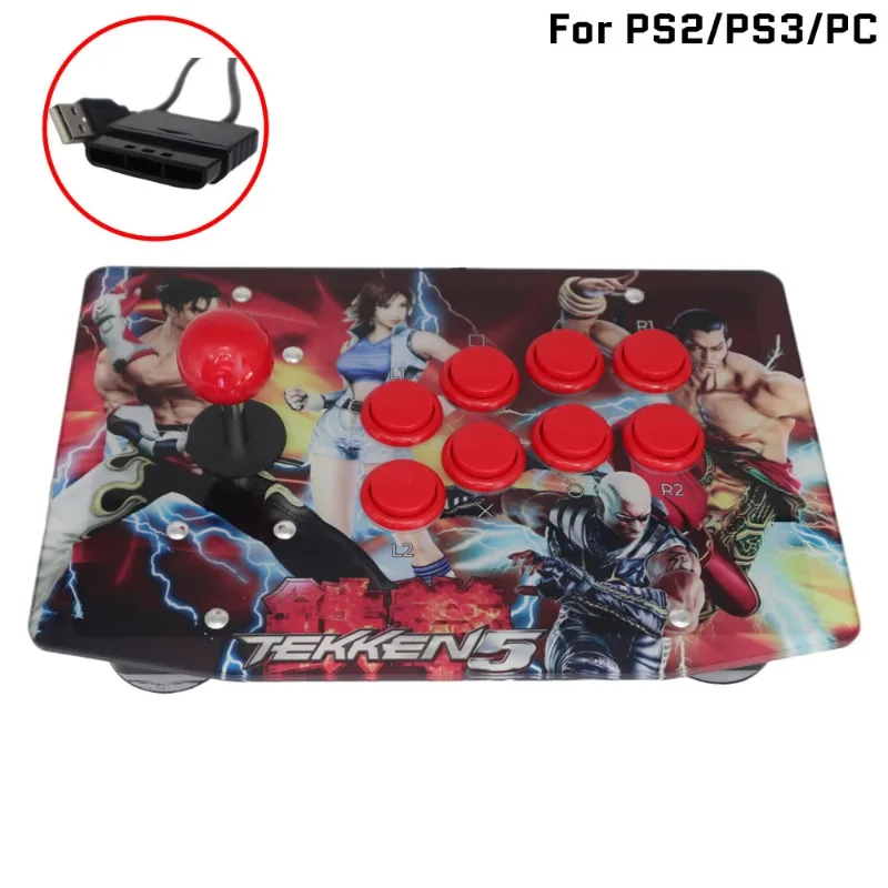 Neueste Fightbox RAC-J200S-PS2 8-Tasten Plug & Play ABS-Material mit Kabel Arcade Fight Stick Game Controller für PS2/PS3/PC