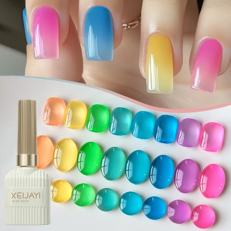 2025 Neues 15ml Icy Macaron Nagelgel-Set Jelly Green Aufhellendes Maniküre-Kit UV/LED Trendiges Semi-Permanentes Nagelkunst-Essentials