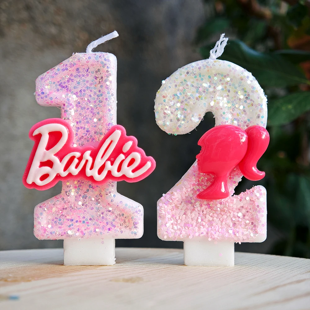 Barbiela Kerzennummer 0–9, rosa rote Pailletten, Mädchen-Geburtstagskuchen-Dekoration, Babyparty, Jahrestag, Party-Geschenke Image