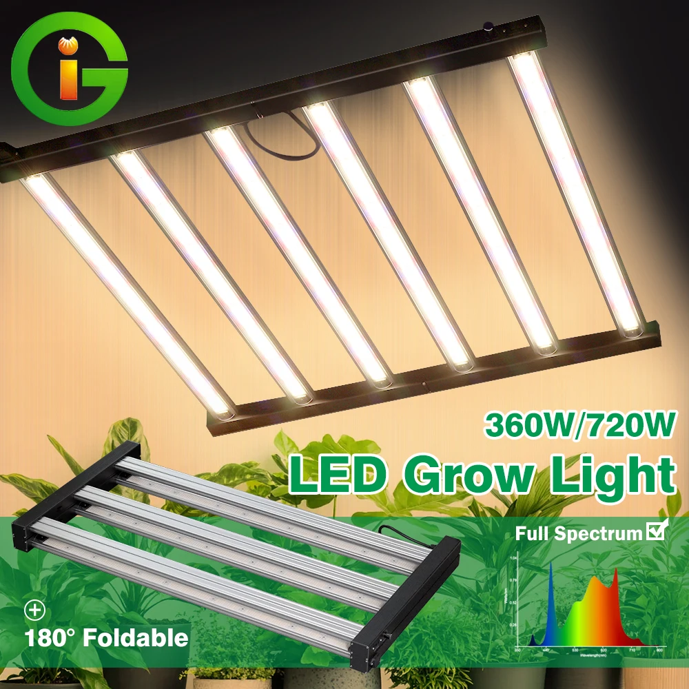 720W LED-Pflanzenlampe mit UV 395nm IR 730nm Vollspektrum 2,7 μmol/J Hoher PPFD Wachstumslichter mit Dimmer, Daisy-Chain-Funktion, für 4×4 5×5ft Anzuchtzelte. ﻿