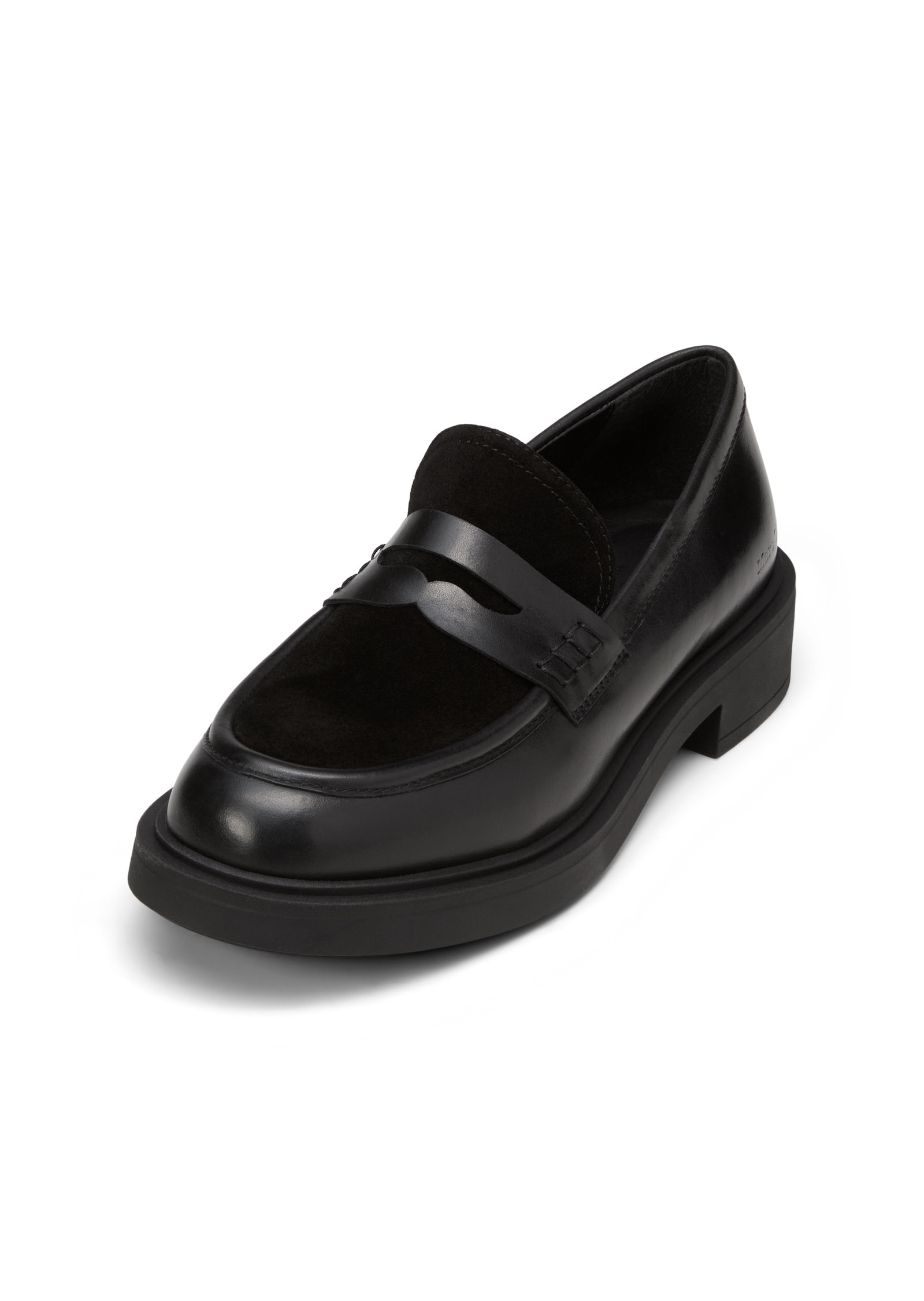Loafer MARC O'POLO "aus Leder-Mix: glatt und Velours", Damen, Gr. 37, schwarz, Obermaterial: 100% Leder (Rind), unifarben, Schuhe Loafer