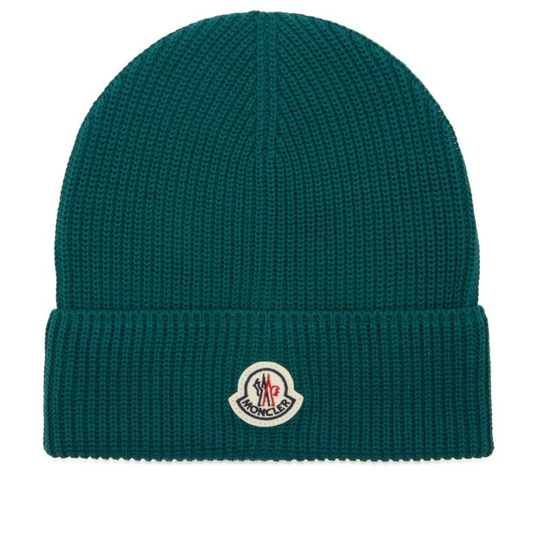 Cotton Logo Beanie - Green - Moncler Hats