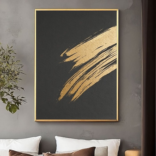 Ölgemälde, handgemalt, abstrakte Kunst in Schwarz und Gold, Originalgemälde auf Leinwand, große Leinwandgemälde, schwarze Wandkunst, goldene Malerei, übergroße Wandkunstgemälde Image