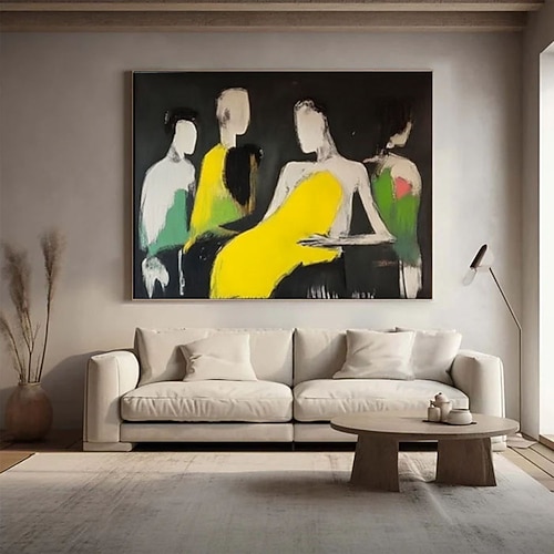 Handgemaltes, großformatiges, zeitgenössisches figuratives Kunstwerk, farbenfrohe Silhouettenkunst, Original-Acrylgemälde auf Leinwand für die Heimdekoration, moderne Leinwand-Wandkunst Image