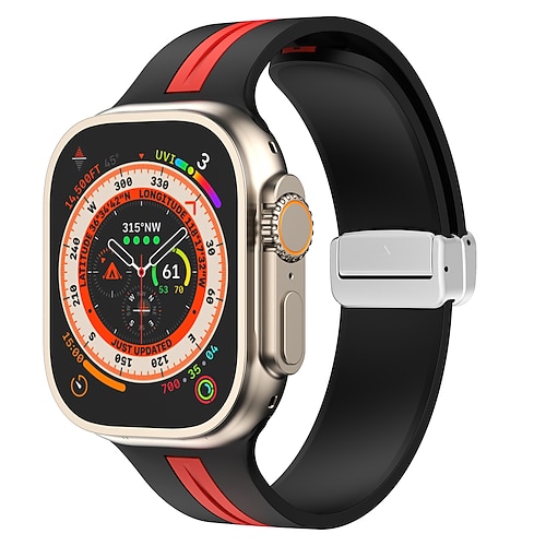 Sportarmband Kompatibel mit Apple Watch Armband 38mm 40mm 41mm 42mm 44mm 45mm 49mm Mehrschichtig Magnetverschluss Zwei Ton Silikon Karbon Ersatzarmband für iwatch Ultra 3 2 Series 11 10 9 8 7 SE 6 5 Image