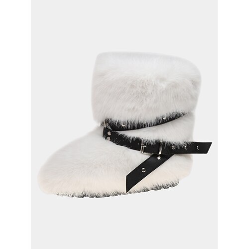 Damen-Winterstiefel aus Kunstpelz mit Gürteldetail – gemütlich Stilvolles, von den nordischen Wikingern inspiriertes Design, perfekt für Winterwunderland, Weihnachten und Outdoor-Abenteuer. Image