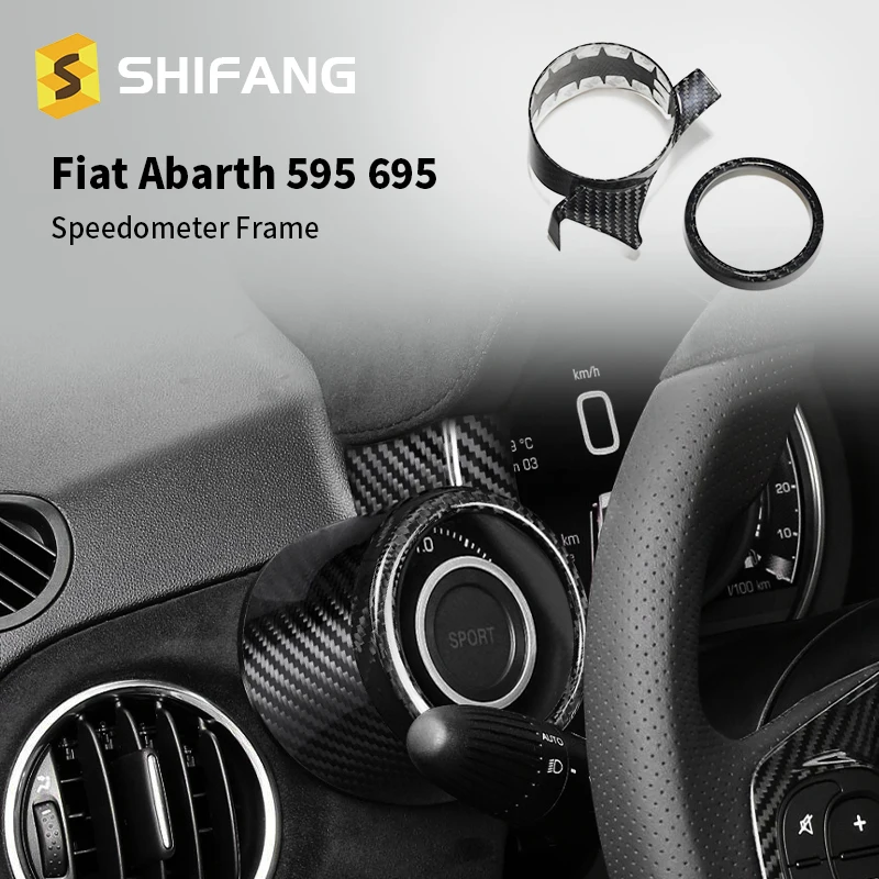 Autocollant de jauge de suralimentation fiat 500 abarth, en Fiber de carbone dure réelle, pour Fiat 500 Abarth 595 695 LHD 2012-2020 2021 2022 2023 2024 2025
